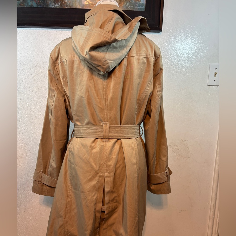 London Fog Tan Double-Breasted Trench Coat with Belt - Picture 7 of 11